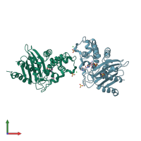 PDB entry 6b1w coloured by chain, front view.