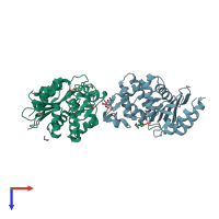 PDB entry 6b1x coloured by chain, top view.