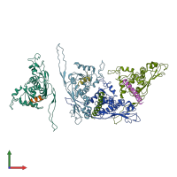 PDB entry 6b23 coloured by chain, front view.