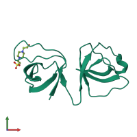 PDB entry 6b25 coloured by chain, front view.