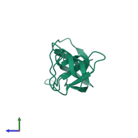 PDB entry 6b28 coloured by chain, side view.