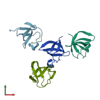 PDB entry 6b29 coloured by chain, front view.