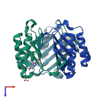 PDB entry 6b2c coloured by chain, top view.