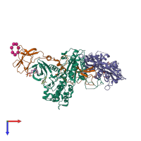 PDB entry 6b2e coloured by chain, top view.