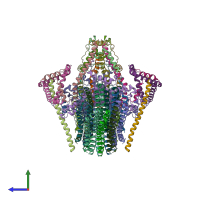 PDB entry 6b2z coloured by chain, side view.