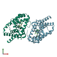 PDB entry 6b31 coloured by chain, front view.