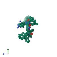 PDB entry 6b35 coloured by chain, ensemble of 8 models, side view.