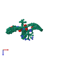 PDB entry 6b35 coloured by chain, ensemble of 8 models, top view.