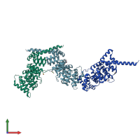 PDB entry 6b3i coloured by chain, front view.