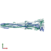 PDB entry 6b3o coloured by chain, front view.