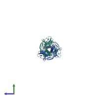 PDB entry 6b3o coloured by chain, side view.