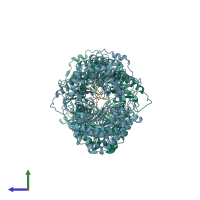 PDB entry 6b3q coloured by chain, side view.