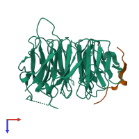 PDB entry 6b3x coloured by chain, top view.