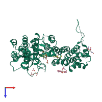 PDB entry 6b41 coloured by chain, top view.