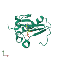 PDB entry 6b42 coloured by chain, front view.