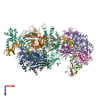 PDB entry 6b44 coloured by chain, top view.