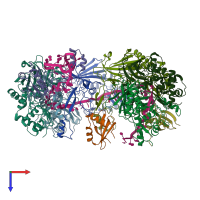 PDB entry 6b46 coloured by chain, top view.