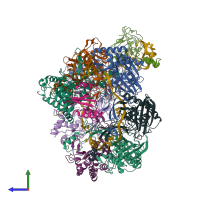 PDB entry 6b47 coloured by chain, side view.