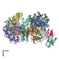PDB entry 6b47 coloured by chain, top view.