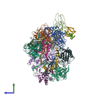 PDB entry 6b48 coloured by chain, side view.