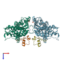 PDB entry 6b4f coloured by chain, top view.
