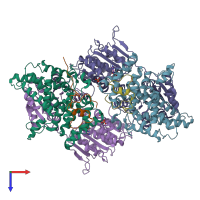 PDB entry 6b4i coloured by chain, top view.