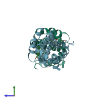 PDB entry 6b4l coloured by chain, side view.