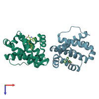 PDB entry 6b4l coloured by chain, top view.