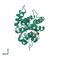 PDB entry 6b51 coloured by chain, side view.
