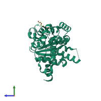 PDB entry 6b5c coloured by chain, side view.