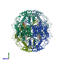 PDB entry 6b5g coloured by chain, side view.