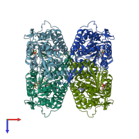 PDB entry 6b5h coloured by chain, top view.