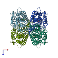 PDB entry 6b5i coloured by chain, top view.