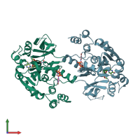 PDB entry 6b5k coloured by chain, front view.