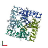 PDB entry 6b5v coloured by chain, front view.