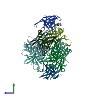 PDB entry 6b6i coloured by chain, side view.