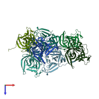 PDB entry 6b6i coloured by chain, top view.