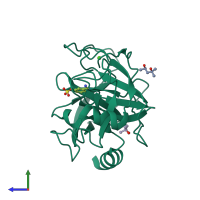 PDB entry 6b6n coloured by chain, side view.
