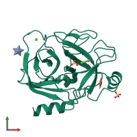 PDB entry 6b6p coloured by chain, front view.