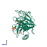 PDB entry 6b6p coloured by chain, side view.
