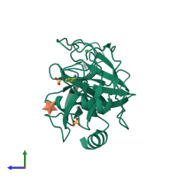 PDB entry 6b6q coloured by chain, side view.