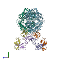 PDB entry 6b70 coloured by chain, side view.