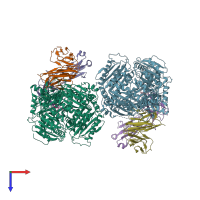 PDB entry 6b70 coloured by chain, top view.