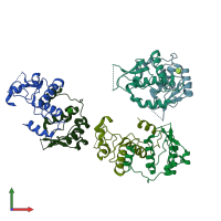 PDB entry 6b72 coloured by chain, front view.