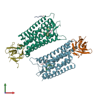 PDB entry 6b73 coloured by chain, front view.