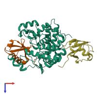 PDB entry 6b7m coloured by chain, top view.