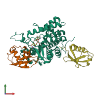 PDB entry 6b7o coloured by chain, front view.