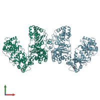 PDB entry 6b7y coloured by chain, front view.
