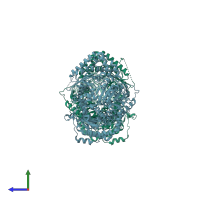 PDB entry 6b7y coloured by chain, side view.