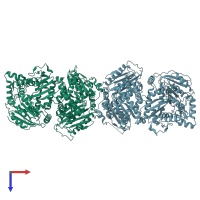 PDB entry 6b7y coloured by chain, top view.